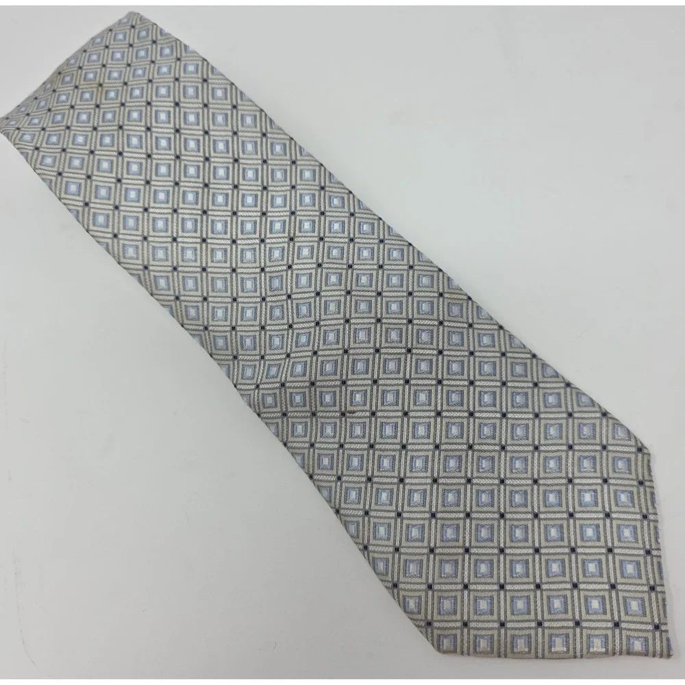 Bugatti Tie Men's Gray Blue Geometric 100% Silk Classic‎